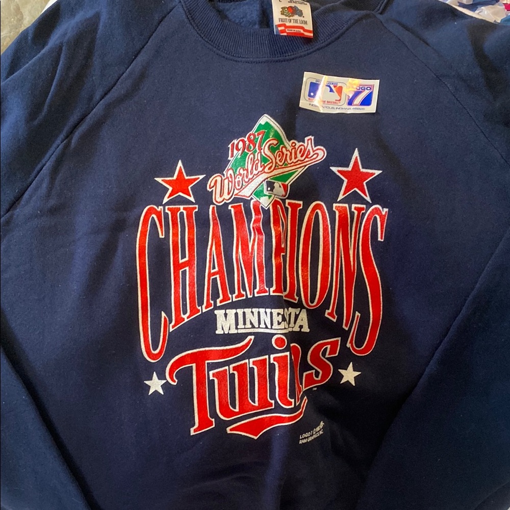 Fruit of the Loom Blue and Red Vintage Twins 1987 World Series Champions